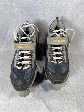 4 wheelers by skechers Gray/Navy/Orange USA Boys SZ 6